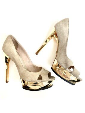 Herve Leger Geometric Platform Heels